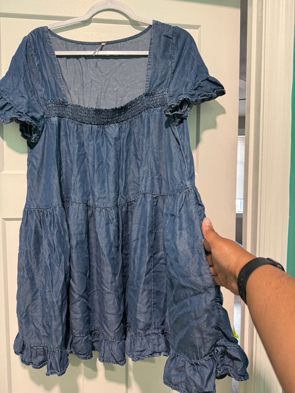 Free People Blue Sadie Denim Tunic, size Large - Picture 3 of 6